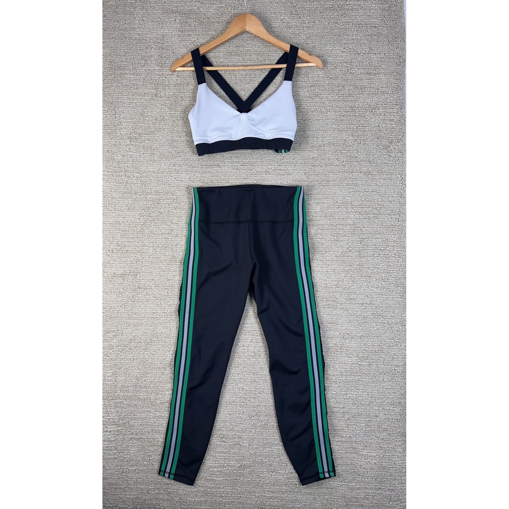 IVL Collective Womens Activewear Set Sports Bra Leggings Black White Green Sz 8